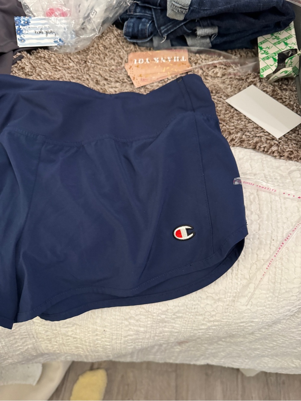 Champion Women's Navy Athletic Shorts with Logo